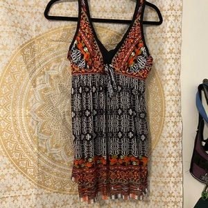 Boho dress style one piece bathing suit boy short